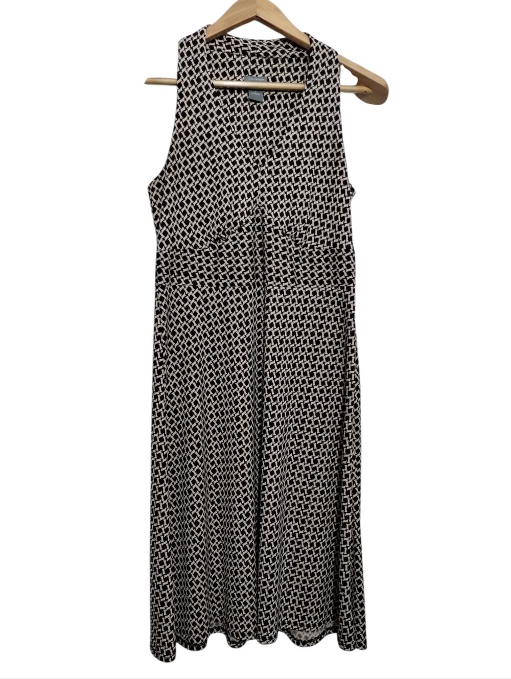 Ann Taylor Bias Cut Womens 8 Geometric Print Sleeveless V-Neck Midi Dress